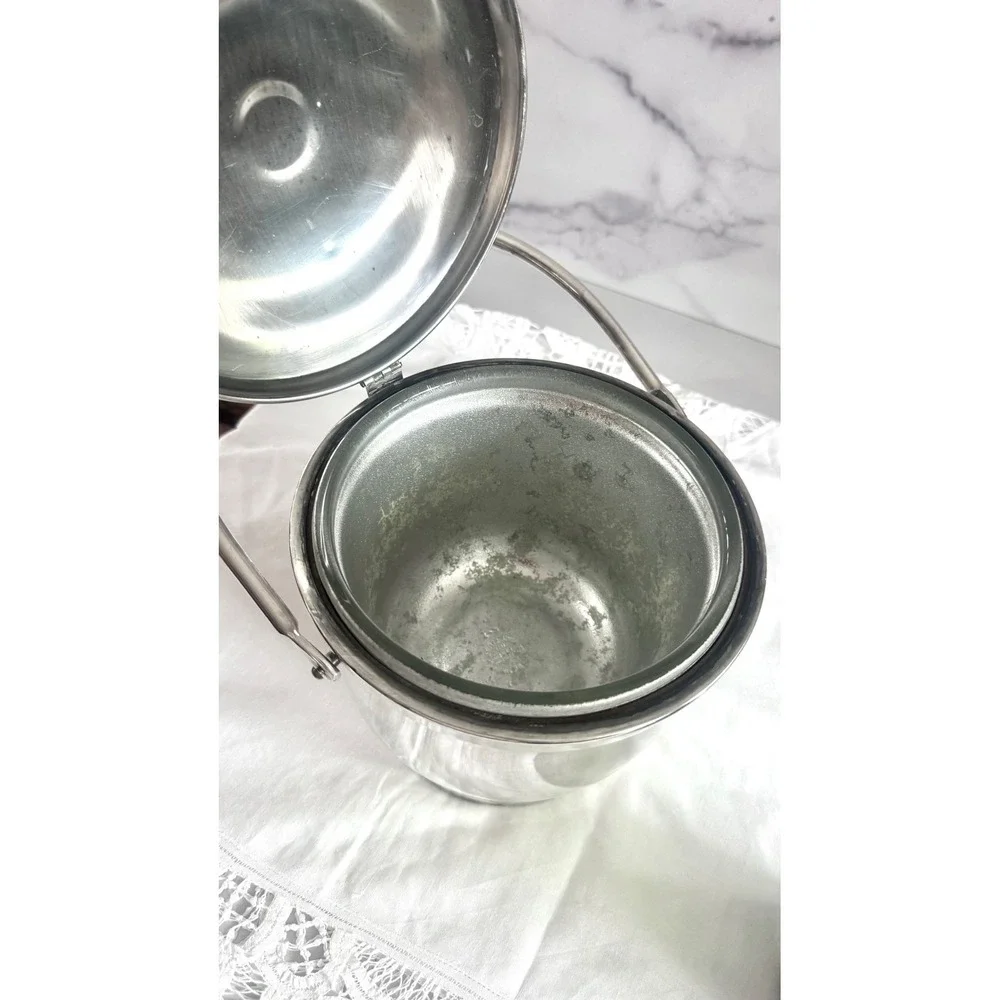 Vintage Poole Silver Ice Bucket | Midcentury Barware with Insert EPC 3500